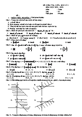 Đề kiểm tra giữa học kì I môn Toán 10 - Năm học 2022-2023 (Có đáp án)